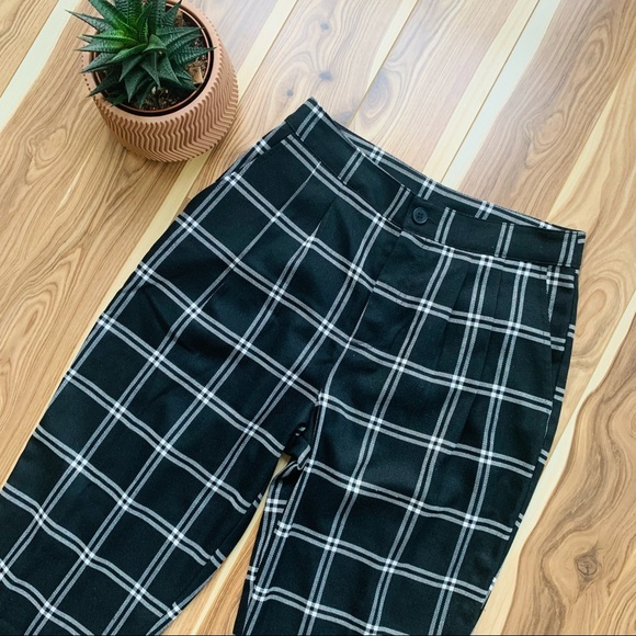 F21 | plaid checkered navy dress pants size medium - Picture 4 of 6